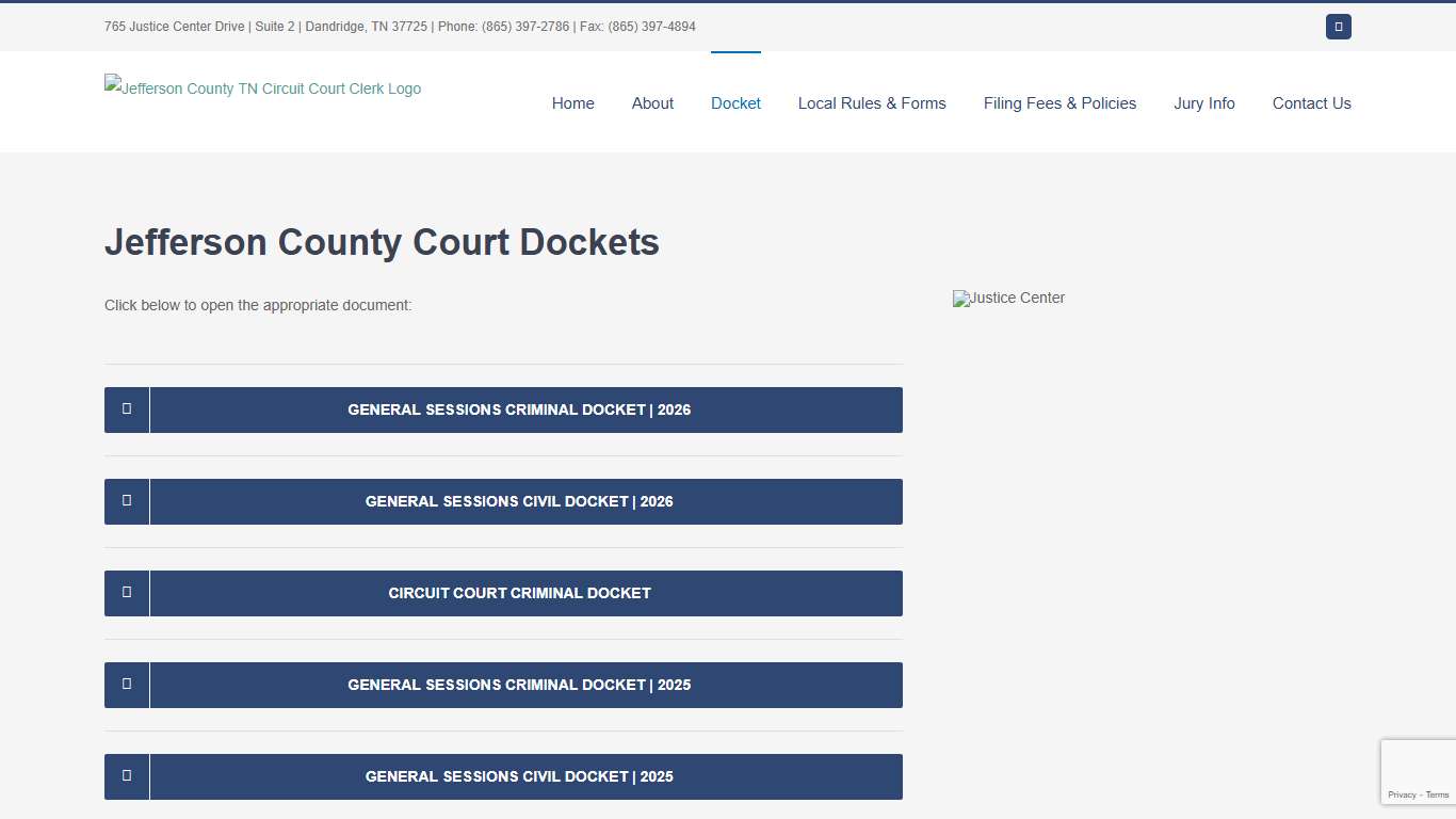 Jefferson County Court Dockets – Jefferson County TN Circuit Court Clerk