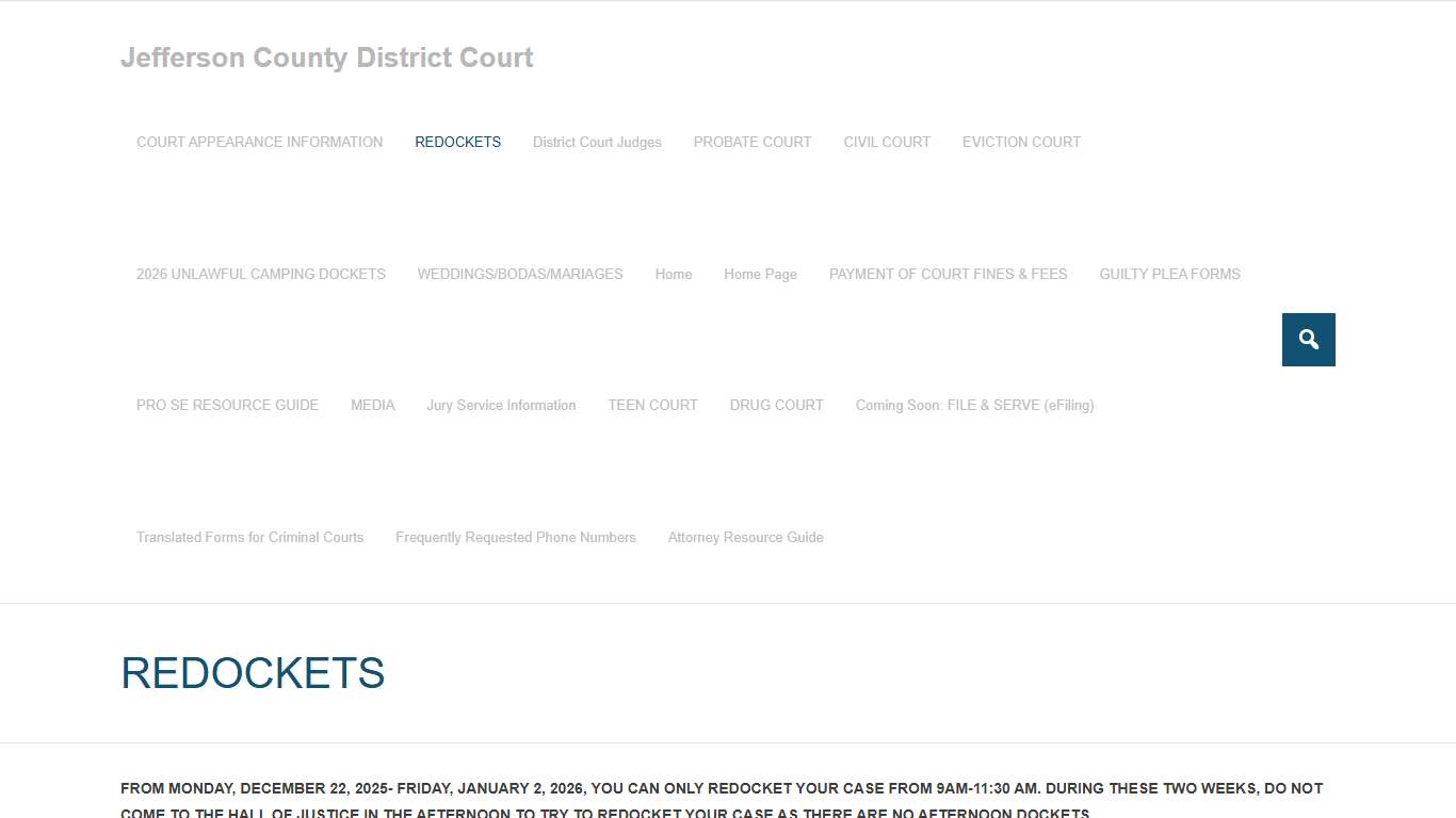 REDOCKETS – Jefferson County District Court